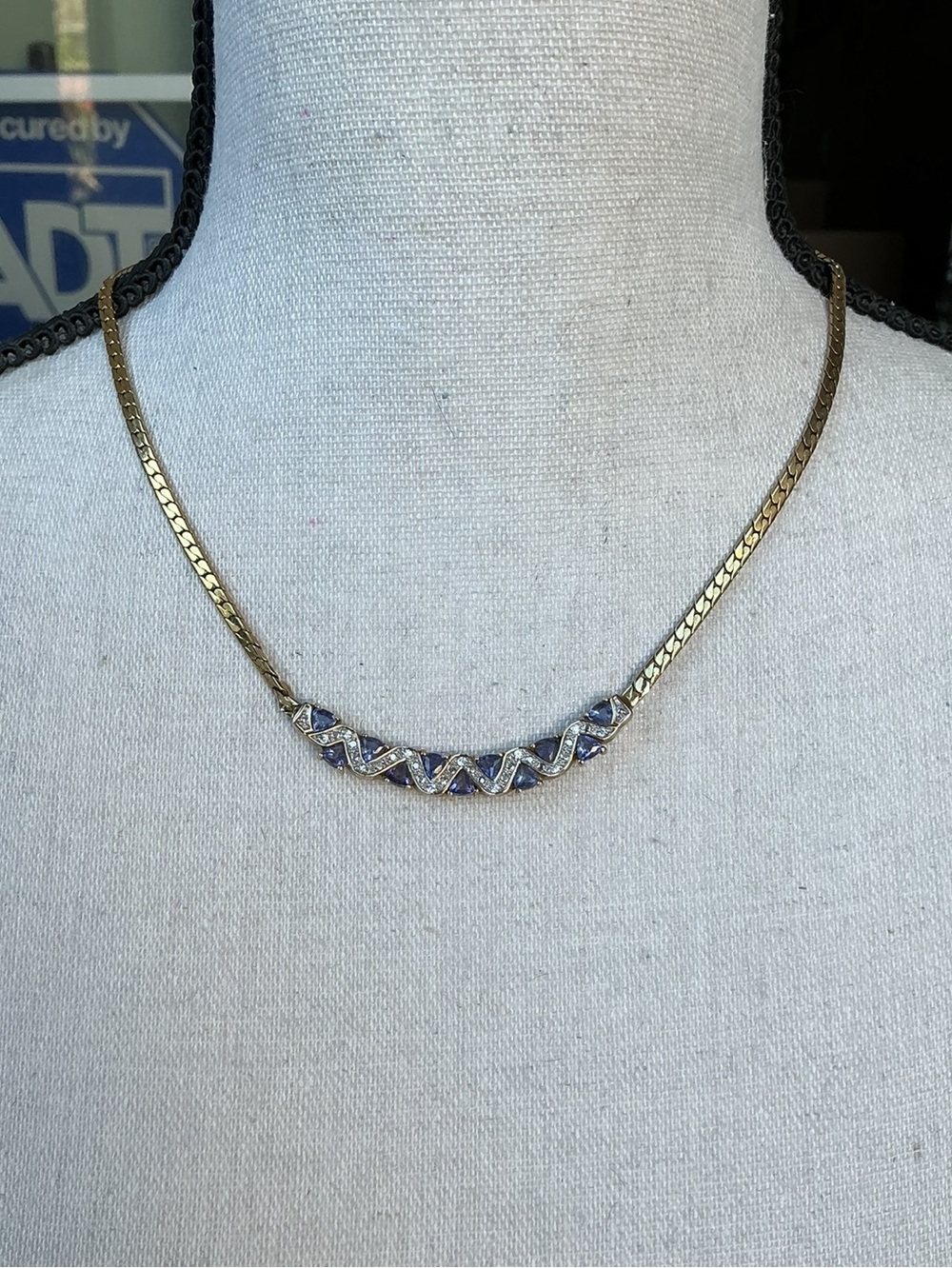 Gold-Tone Blue - Violet cubic zirconia Necklace